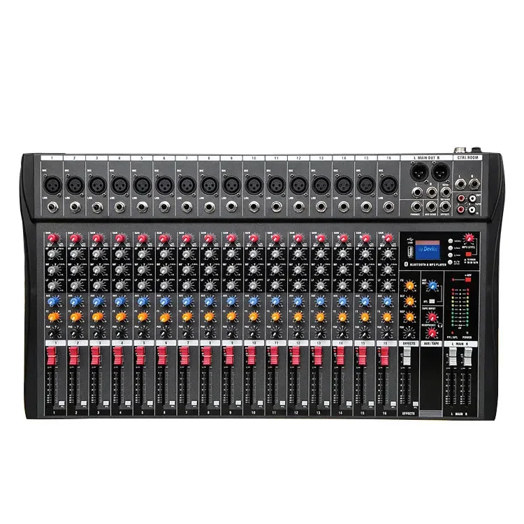 Wholesale Music Equipment Studio Professional Audio mixer 16channel dj mixer console Microphone expander Reverb effector