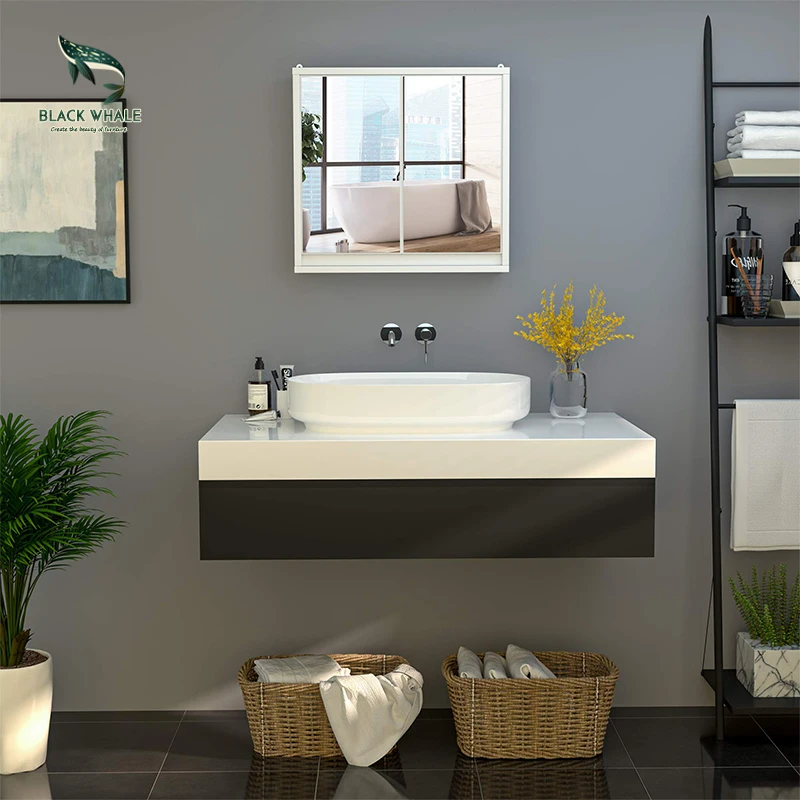Manufacturer Supplier Hotel Organizer Modern Storage Designs Wall Mounted Bathroom Furniture Sets Cabinet Mirror