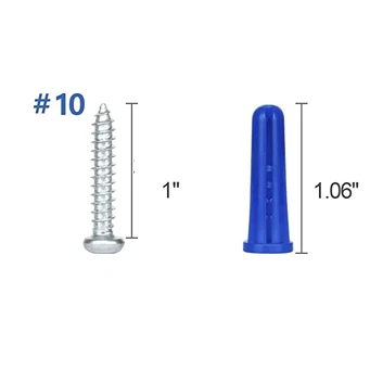 Shanfeng 202pcs Blue Ribbed Concrete Plastic Anchors with Pan-Head Self Tapping Screws and Drill Bit