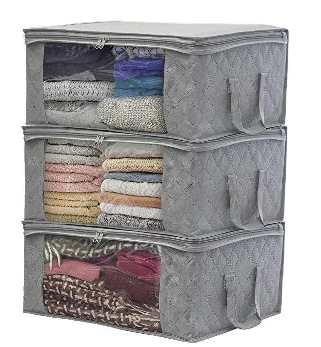 Amazon Non-woven folding clothing storage box Quilt storage bag Clothing Organizer