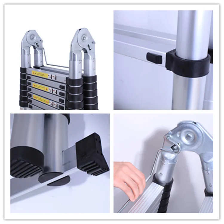 2.5 Plus 2.5 M  Aluminum Double-Side Telescopic Ladder Convenient Compact Multi-Purpose Folding Ladder