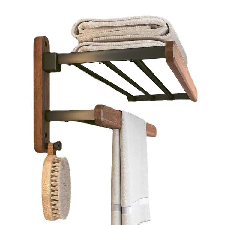 Walnut aluminum wooden Hardware 7 Pieces Set Hardware Toilet wire-drawing Solid wood Accessories Bathroom Accessories Set