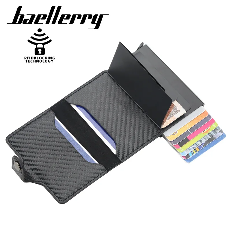 Wholesale Baellerry K9131 automatic pop up wallet rfid blacking aluminum metal card holders for men
