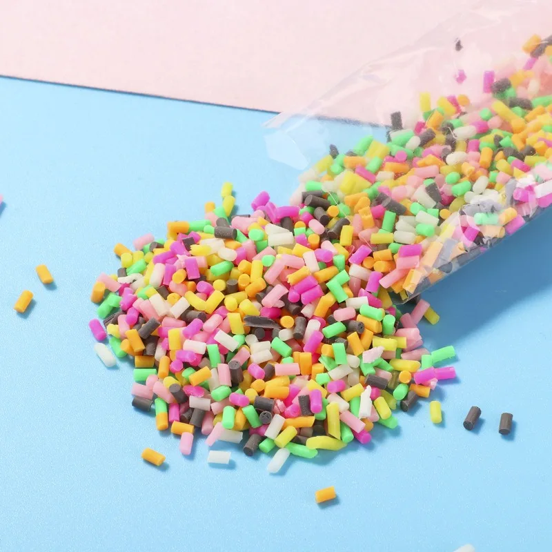10g/bag Rainbow Pastel Mix Individual Color Polymer Clay Non Edible Candy Long Sprinkles For Slime Crafts Tumbler Decoration