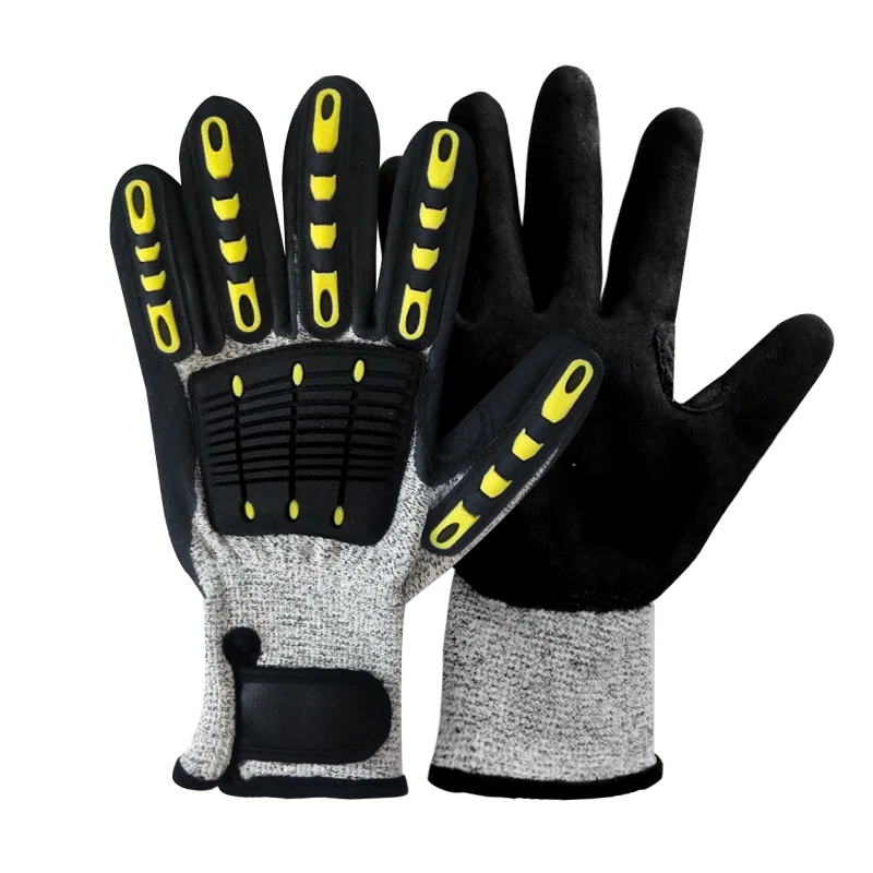 Specializing in TPR Shockproof Gloves Anti-Cut and Anti-Slip Palm Latex Foam Mechanical Gloves for Coal Mine Drilling