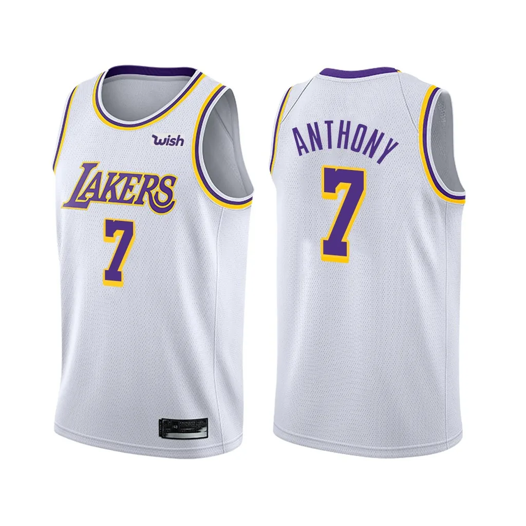 
2021 New Style Best Quality China Wholesale Cheap Los Angeles Embroidery Basketball Jerseys Laker Custom 7 Carmelo Anthony 