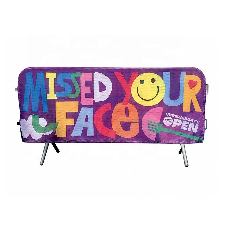 Outdoor Polyester Fence Barrier Banner For Event Road Security Crowd Control Custom Barrier Barricade Cover