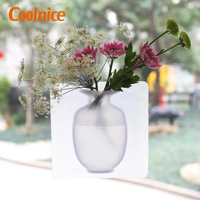 Coolnice antigravity Sticky Vase Removable Silicone Magic Vase  Decoration for House Restaurant on Wall