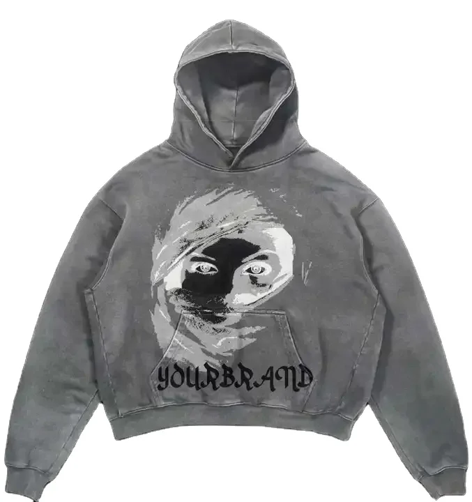 High quality customizationWeight New Fashionable Custom Logo Printing Hoodie Men Street Distressed Washed 100 Cotton Men Hoodies