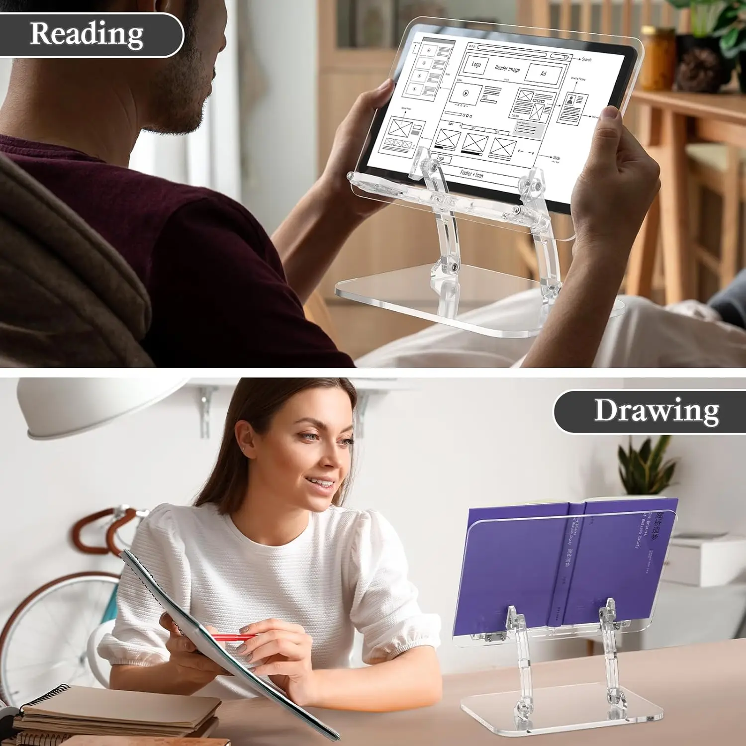 Adjustable Acrylic Book Stand for Reading