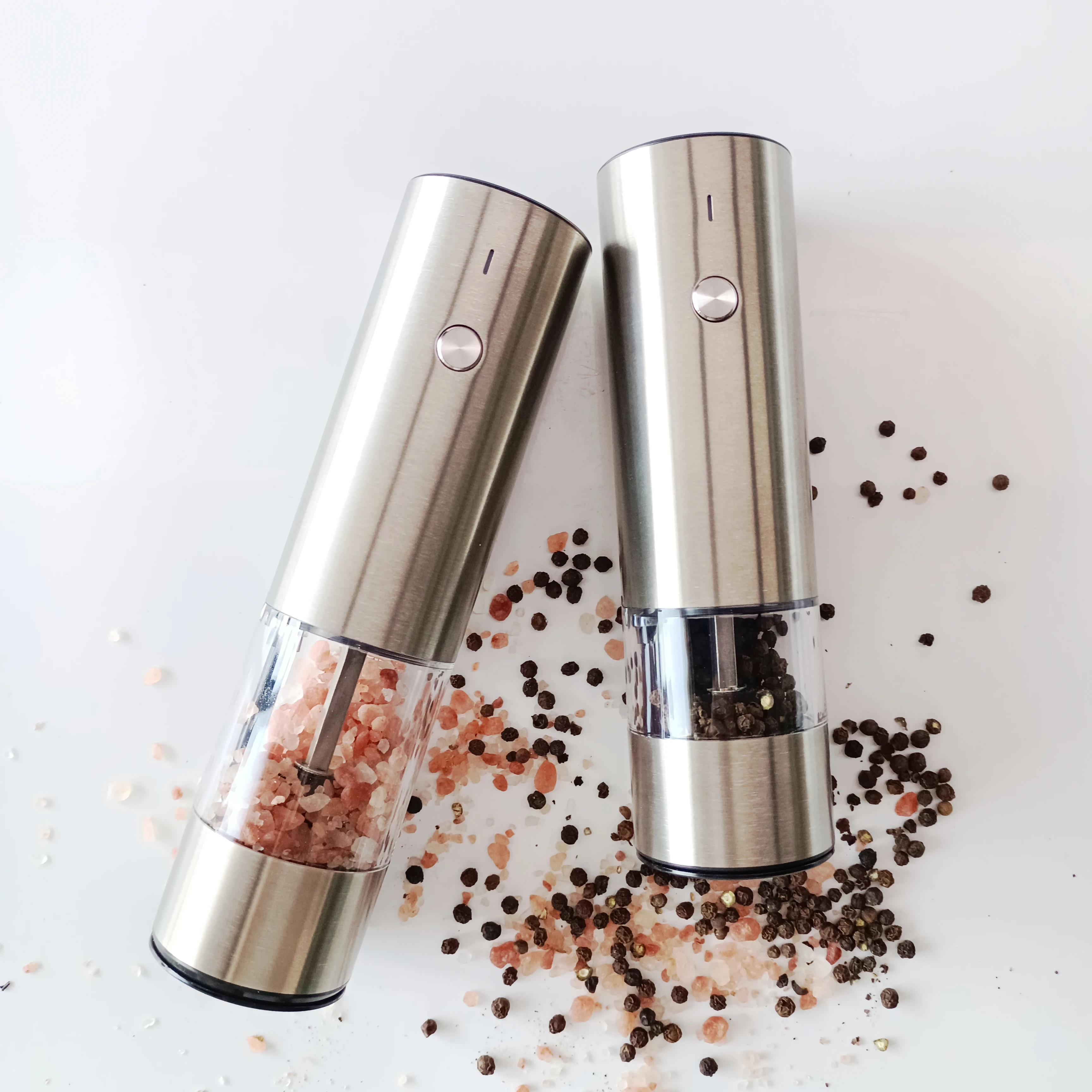 Electric USB Rechargeable Salt and Pepper Grinder Adjustable Automatic Spice Grinder Set Salt Mill with LED Light