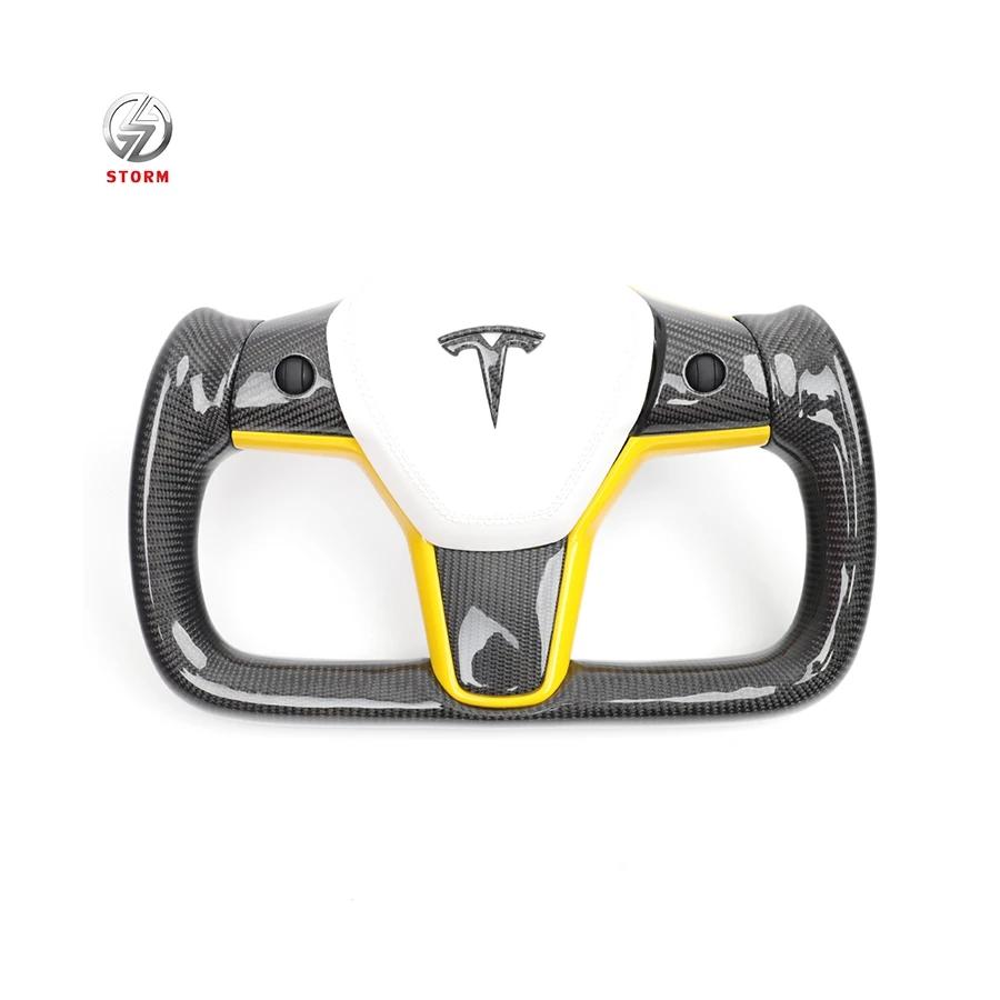 Wholesale Factories Supply Custom Racing Forged Carbon Fiber Steering Wheel For Tesla Model 3 Model Y