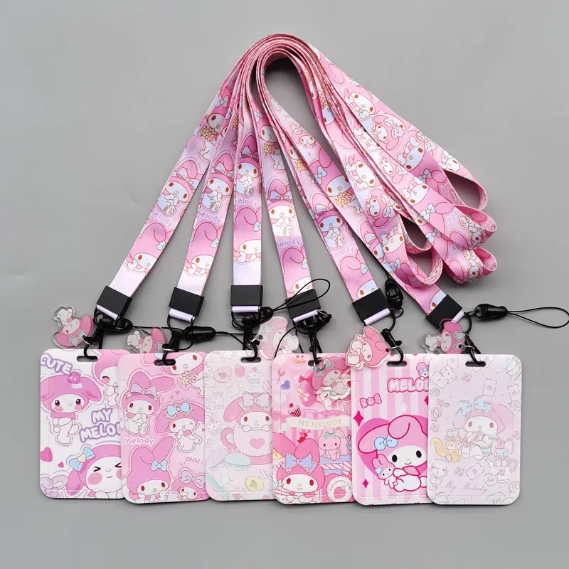 Anti-Lost Phone Neck Lanyards Campus Student ID Badge Plastic Lovely Cartoon Melody Card Holder Custom Worker Card Case Cover