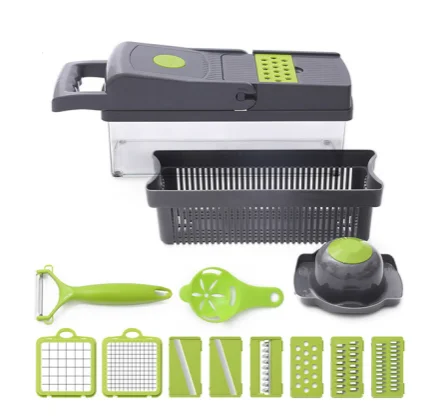 Amazon Top Sell Kitchen 12 in 1 Food Onion Fruit Veggie Cutter Manual Mandoline Slicer Multifunctional Vegetable Chopper
