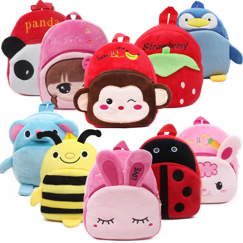 Fashion 3D Cute Cartoon Print Plush Kids Kindergarten Boys and Girls Children Mini Backpack School Bags