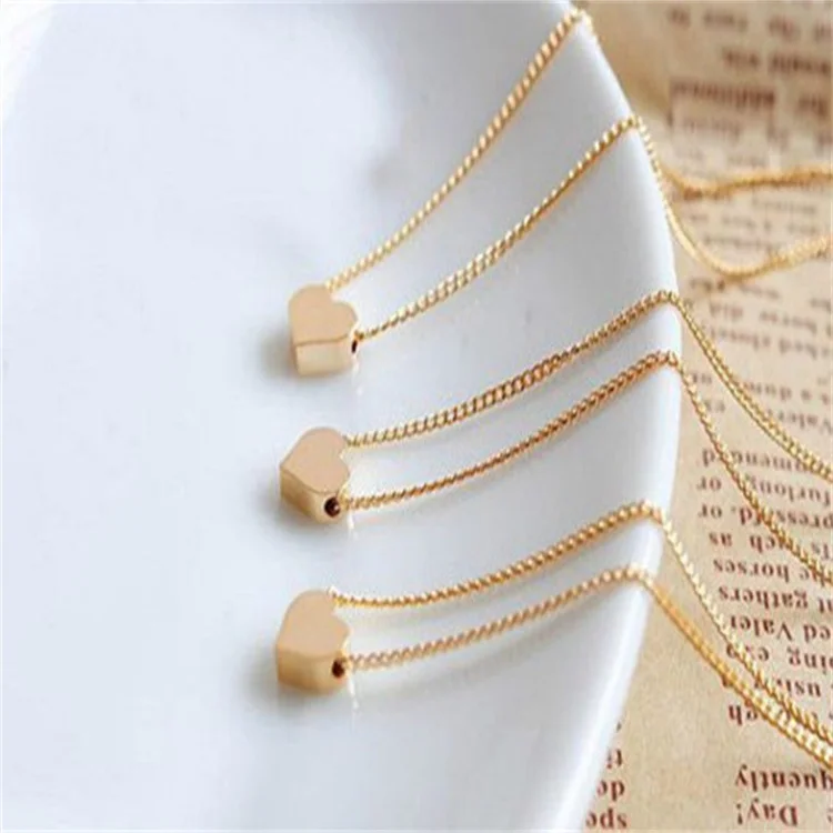 Новая простая и универсальная модная персиковая короткая цепочка в форме сердца для девушек дизайнерская золотая ожерелья