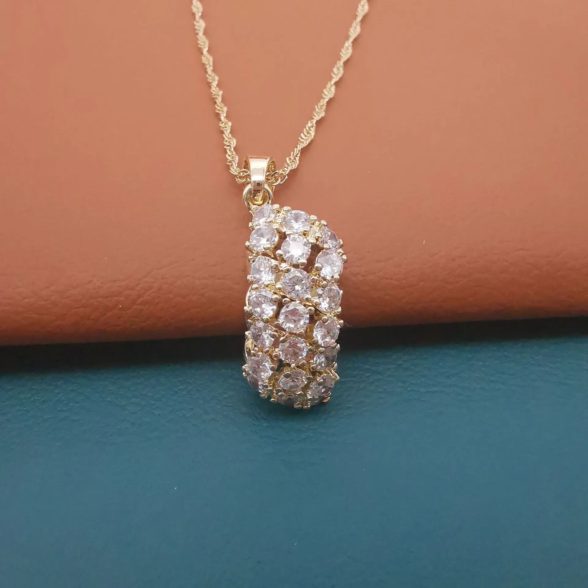 18K gold zirconia jewelry dubai wholesale jewelry set price discount gold necklace fashion jewelry sets