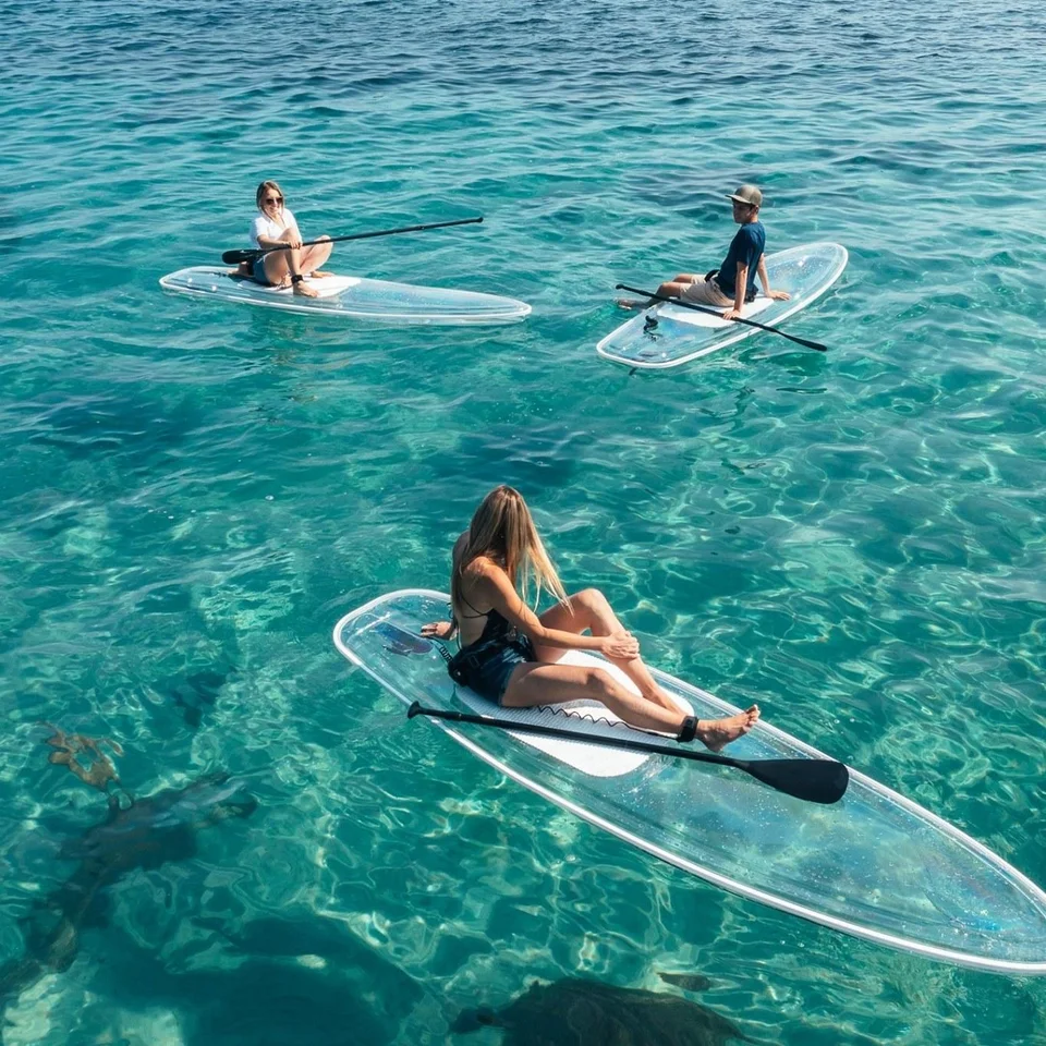 SUP paddle board Ocean Surfing paddle board on sale crystal PC Transparent stand up Kayak family water sport