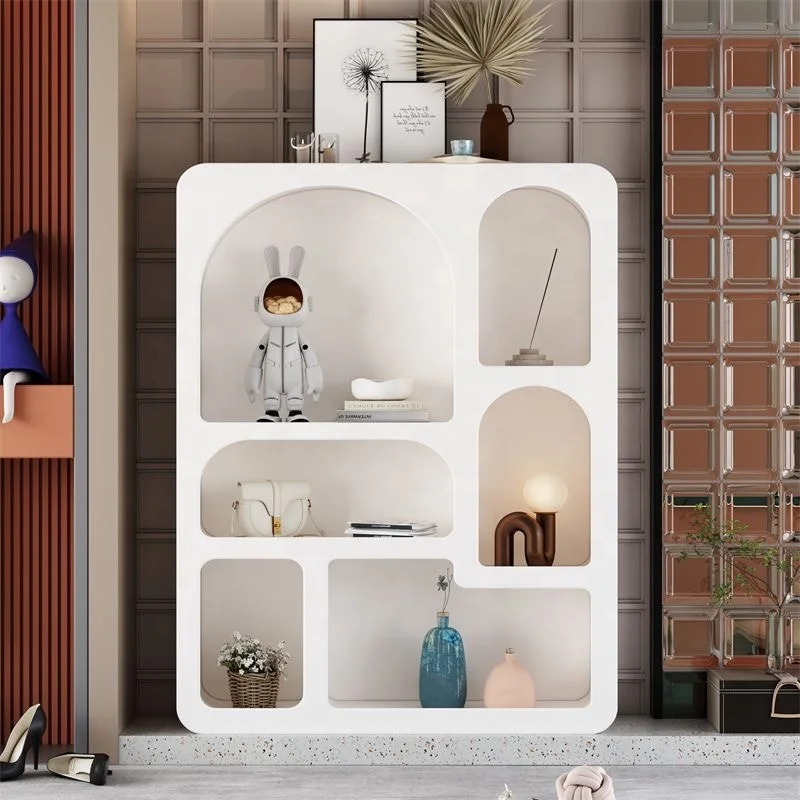 Innova Contemporary European Nordic White Home Decor Bookshelf Living Room Cabinet Furniture Storage Bookcase for Organize