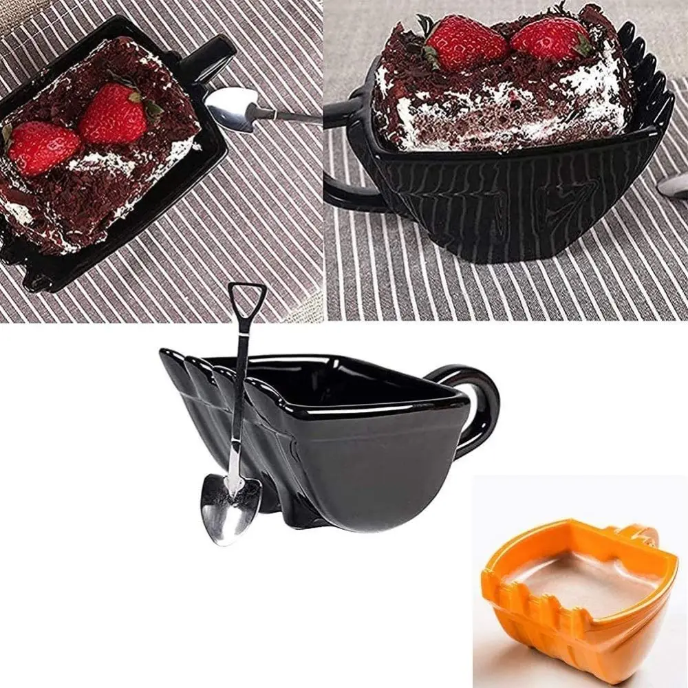 HandinHand Excavator 3D Coffee Cup Excavator Model Design Coffee Cup with Stainless Steel Spade Scoop 340ml Novel Drink Cup