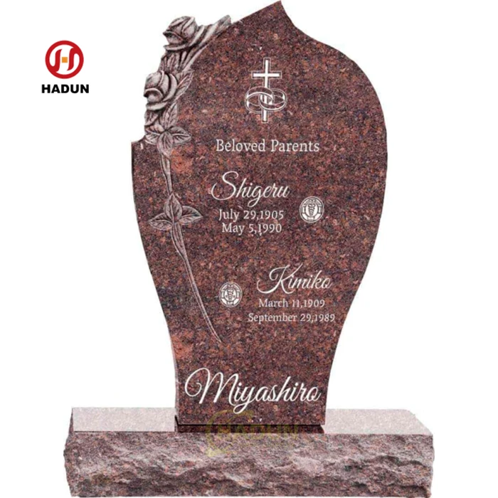 French Style Tombstone Monument Multicolor Red Granite