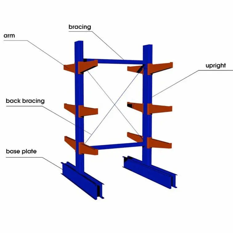 Highly regarded double-sided shelf warehouse industrial heavy storage metal cantilever shelves
