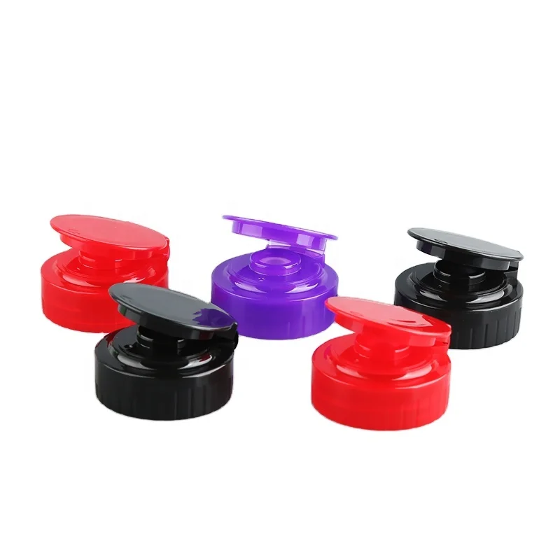 Custom 38/400 Cosmetic Dispenser Lotion Shampoo Bottle Black PP plastic lids Flip Top Cap