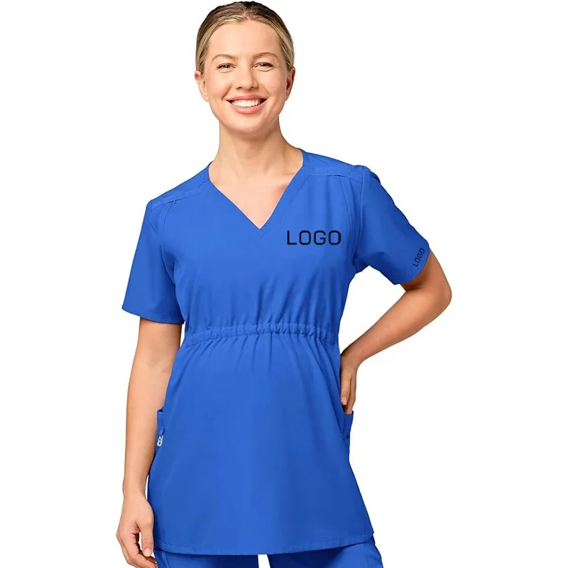 Custom Wholesale Women V-Neck Top Hospital Medical Nurse Maternity Scrubs Uniform Suit Set for Pregnant Women