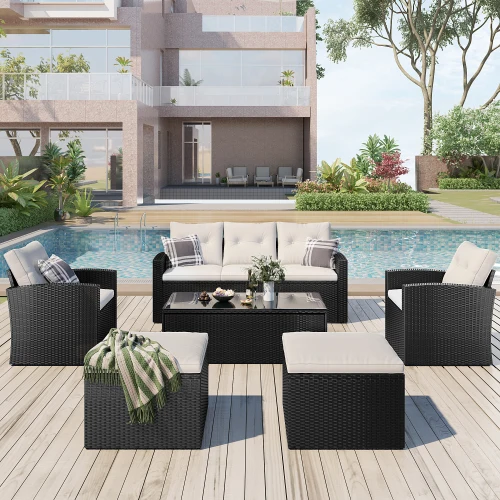 OEM/ODM UK Fire Resistant Garden Sofa Rattan Furniture Lounge Set Modern Rattan Garden Furniture Sofa Set