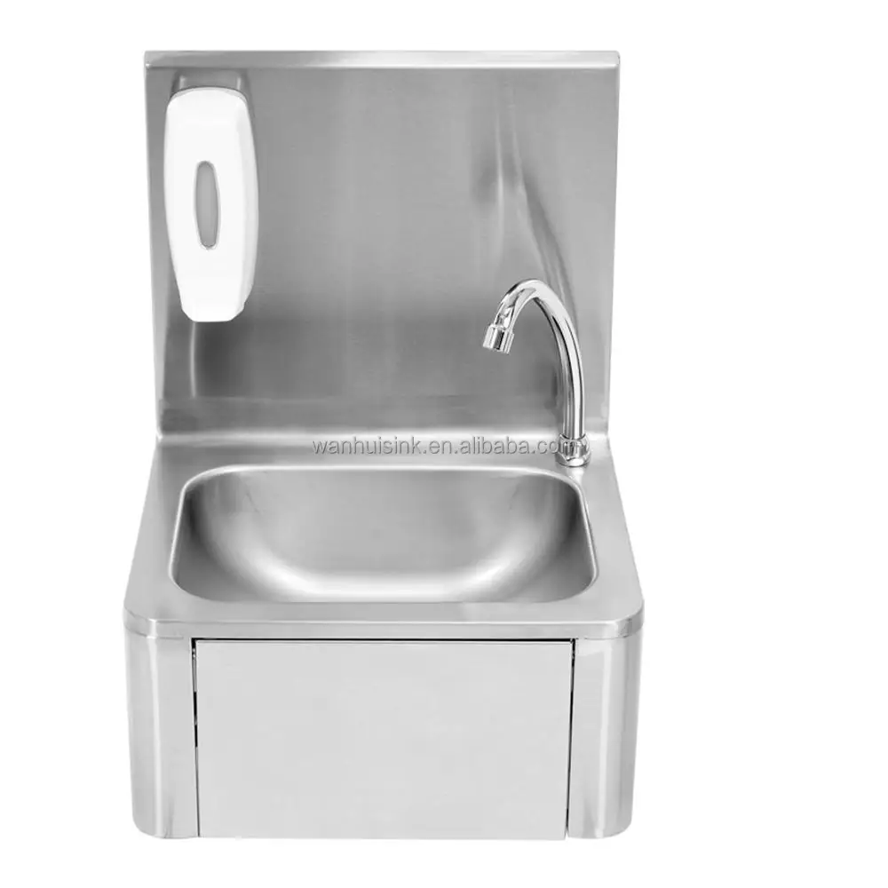Commercial hand washing stainless steel knee operated sink