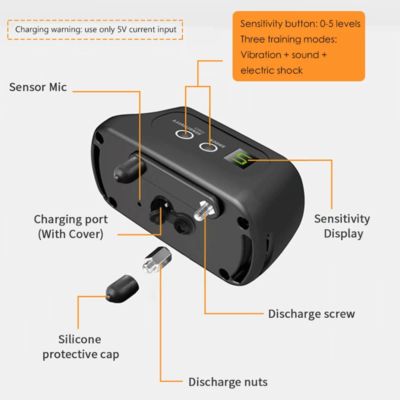 Anti Barking Shock Collar USB Electric Dog Training No Bark Collar Rechargeable With Digital Display Waterproof Puppy Trainer