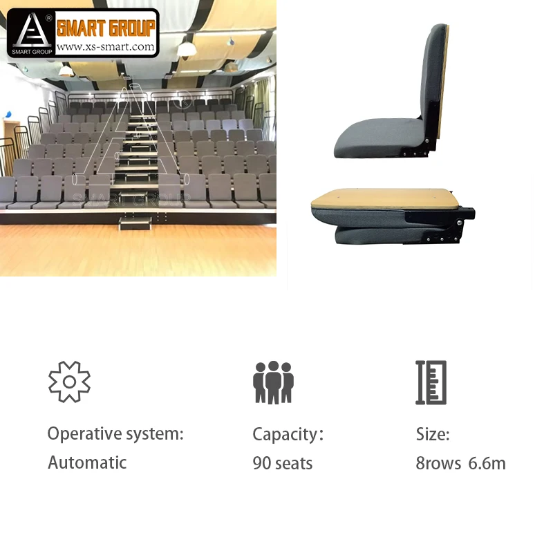 90 Seats Indoor Movable Retractable Bleacher Seating Used Telescopic Gym bleachers System Bleachers Stadium Seats For Sale