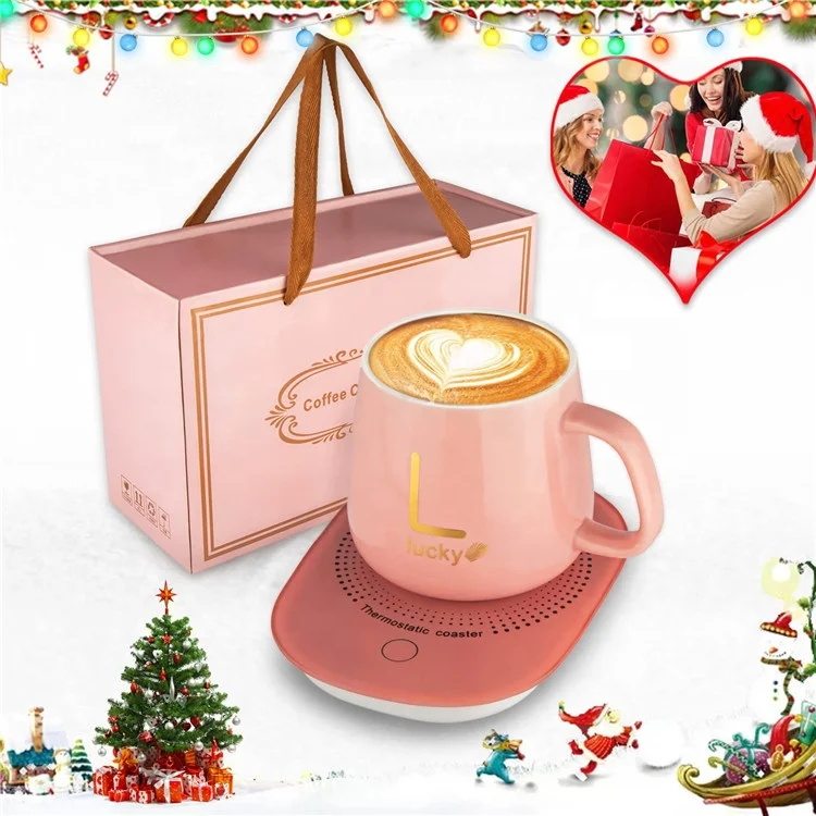 Electric Mug Warmer Coffee Cup Set Auto Shut Off Coffee Cup With Lid Sublimation Mug Warmer With Gift Box  Dropshipping