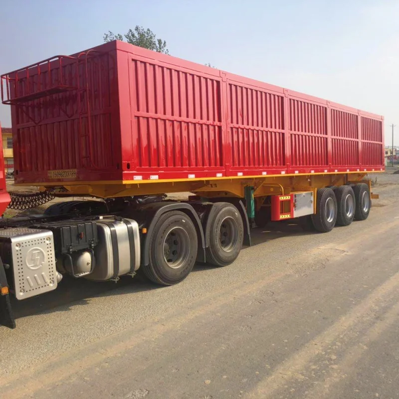 Heavy Duty 3 Axle Truck Semi Trailer with Stake Sidewall for Cargo Transport featuring 12R22.5 Tyre