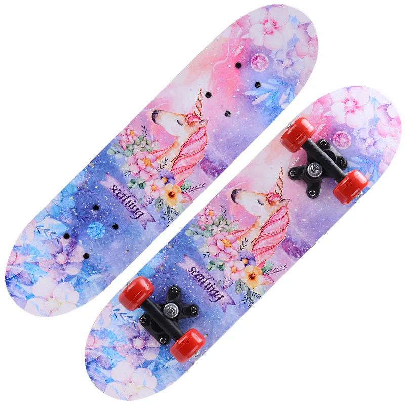 4 Wheel Maple Cartoon Scooters,Best Selling Pro Skateboard Complete Skating Board For Kids With Flash wheels