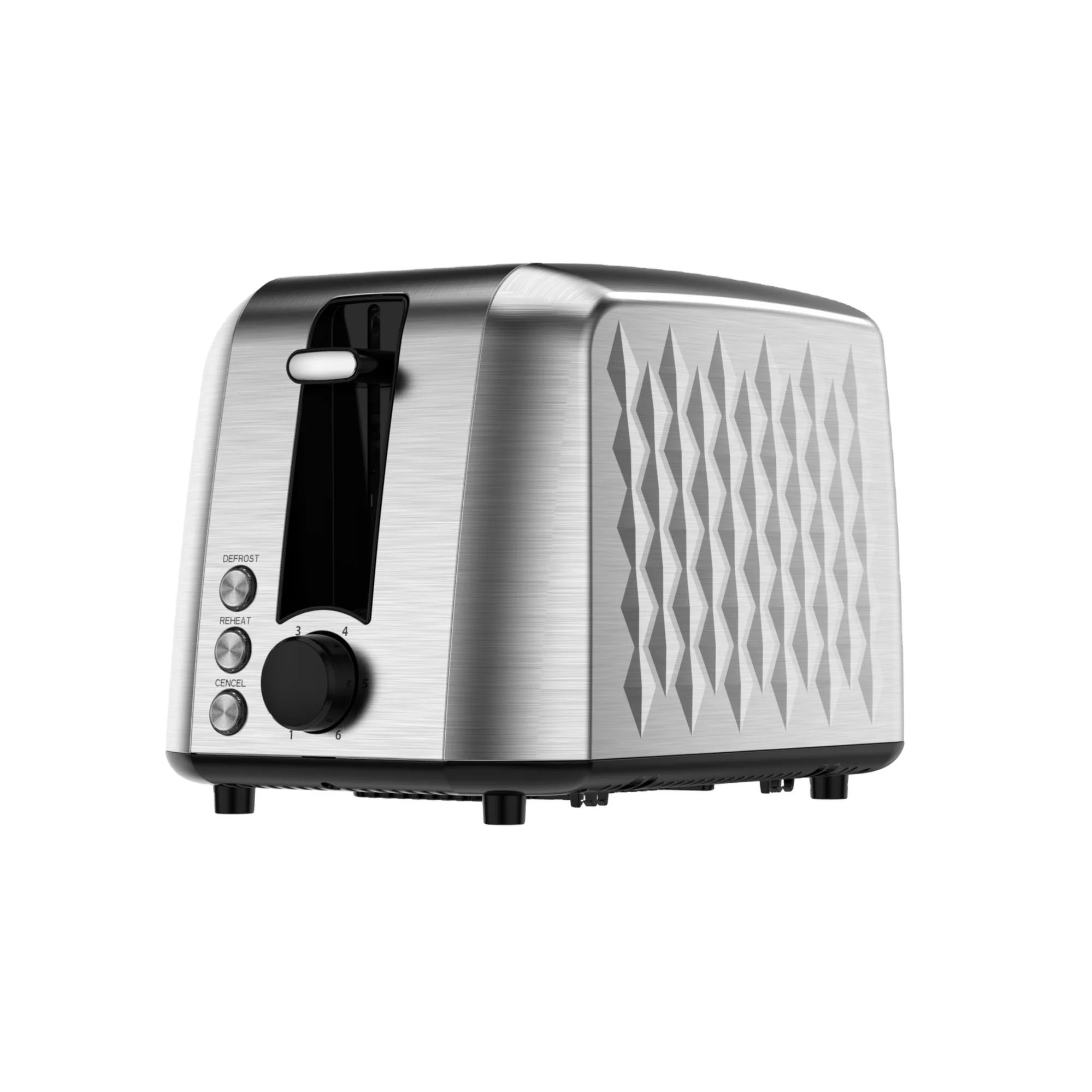 2 Slice Stainless Steel Toaster with Defrost,Reheat and cancel function 850W 6 Browning Settings 38 mm wide slot