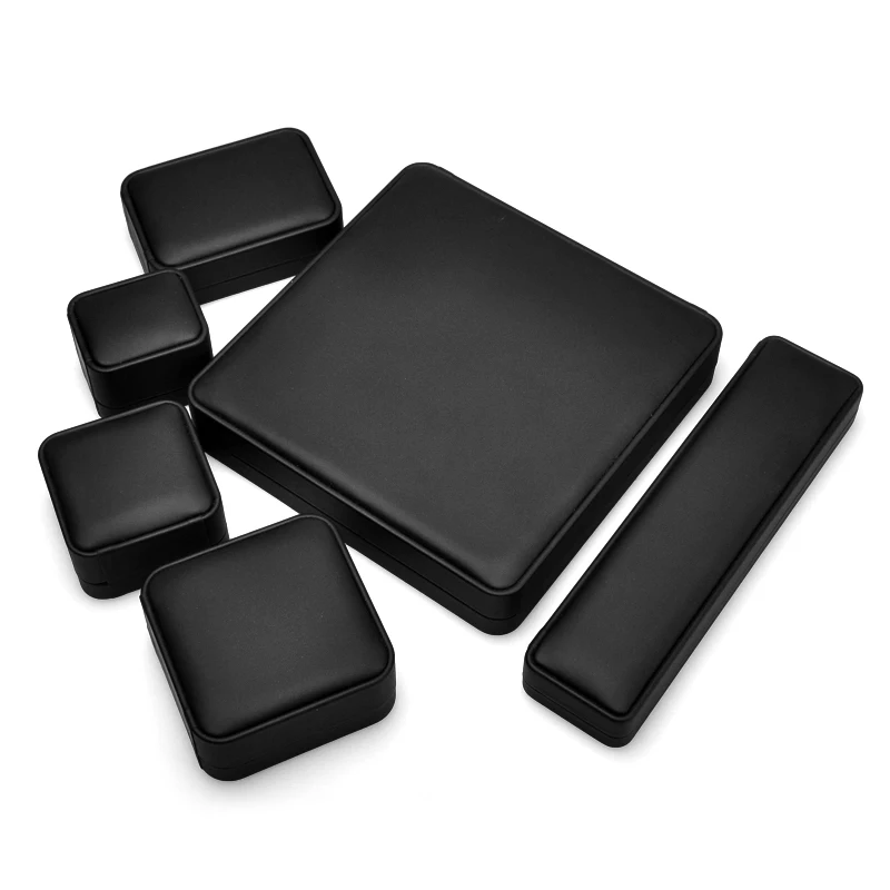 2022 Custom Ring Box Pedant Box High End Black PU Leather Jewelry Packaging Box with Logo