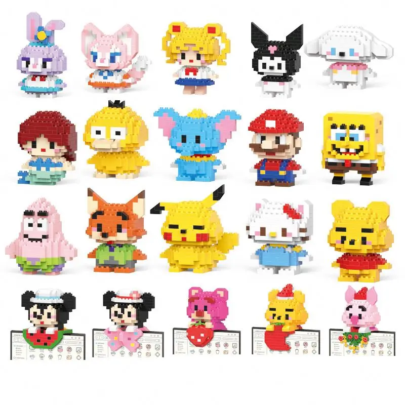 FFSN Wholesale Cartoon Micro Particle Blocks 3d Puzzle Toy Kid Gifts Mini Monsters Kit Building Blocks Sets
