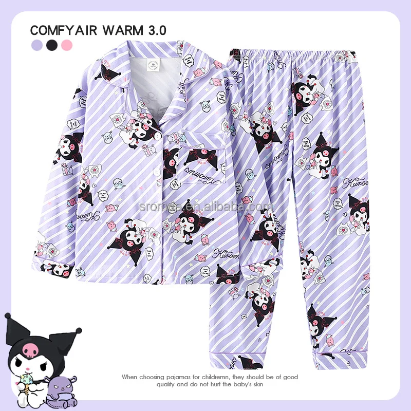 Sromda Kawaii Sanrios Kids Sleepwear Cute Mymelody Kuromi Cartoon Long Sleeve  Pajamas Wholesale Autumn Home wear for Girls