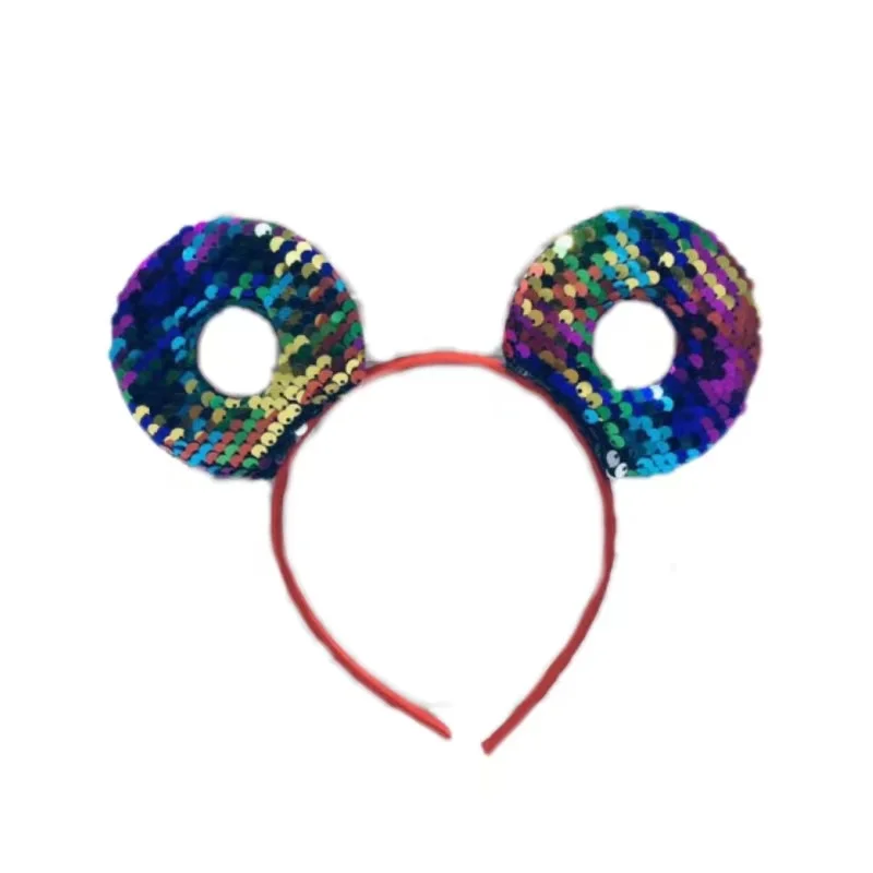 Cute Cartoon Sequin Donut Headband Girl Mouse Ear Headband Birthday Party Kids Fashion Hair Accessories