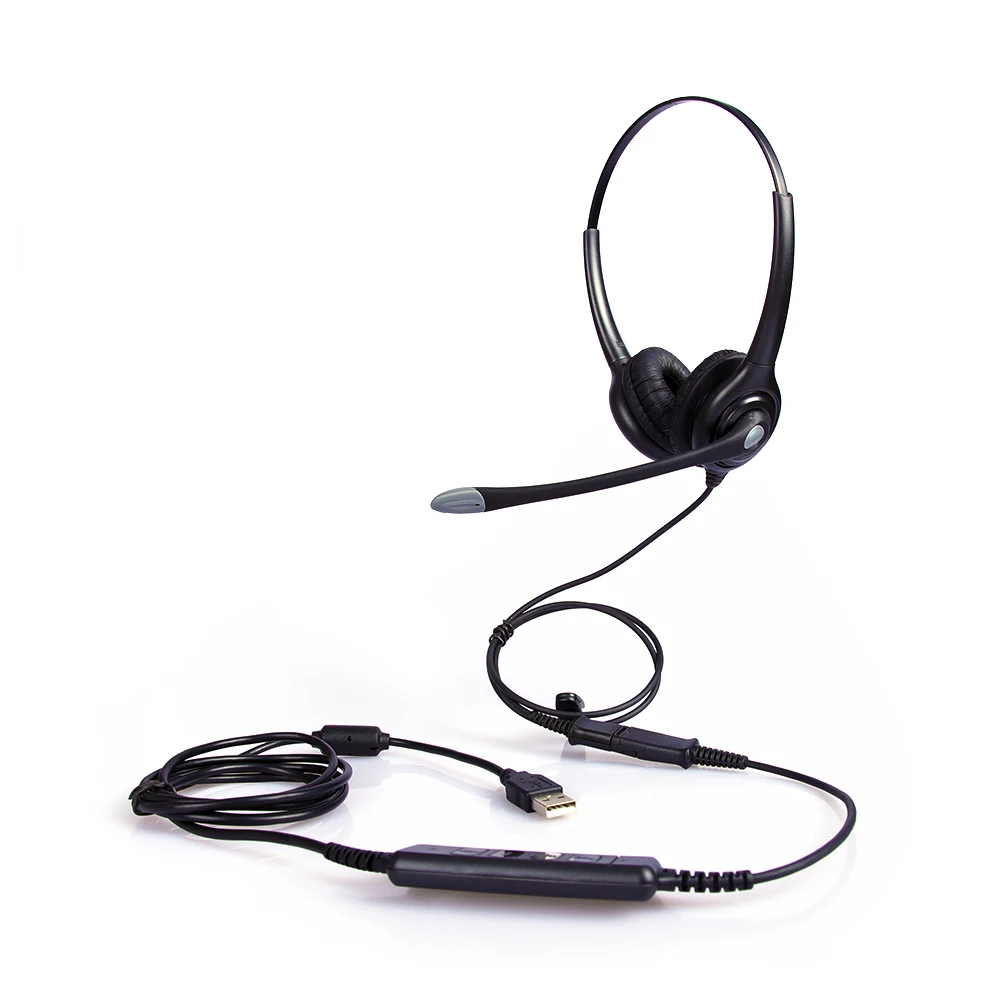 
High quality noise cancelling Binaural Call center USB headset with PLT QD(Quick-disconnecting) 