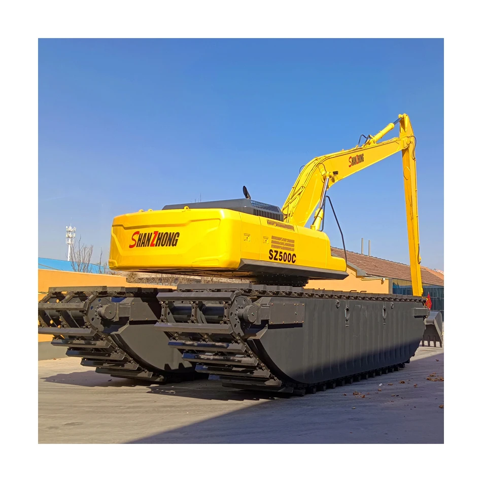 Marine amphibious dredging ship with dual purpose excavator on water, brand new tracked waterway excavator