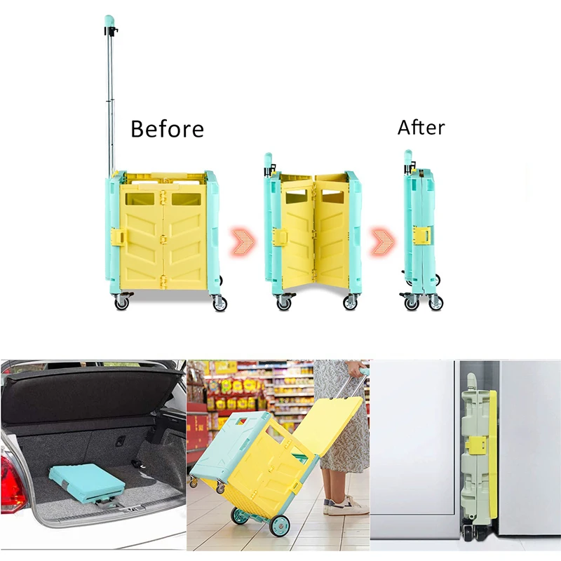 Small mini supermarket take portable folding shopping cart trolley with seat