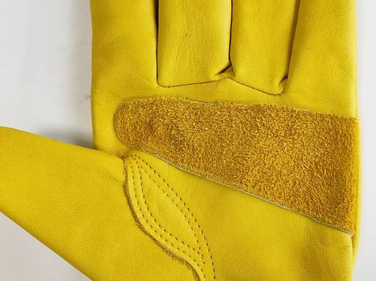 
YULAN LC611 Yellow cow Leather Work Gloves, with Wrist Closure, palm support 