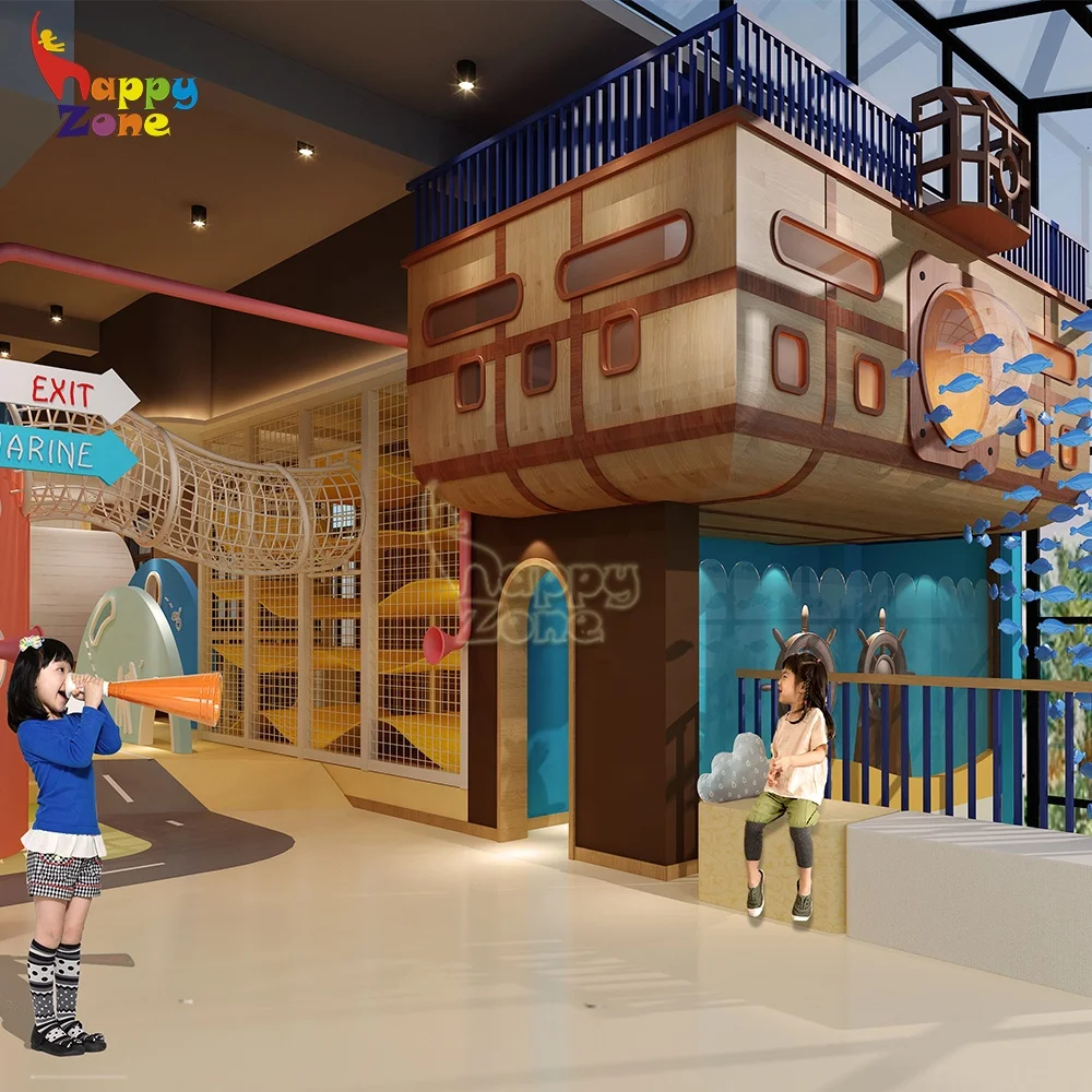 high-end customs Indoor playground in playgrounds slide tree house for commercial play center with go-karting slide