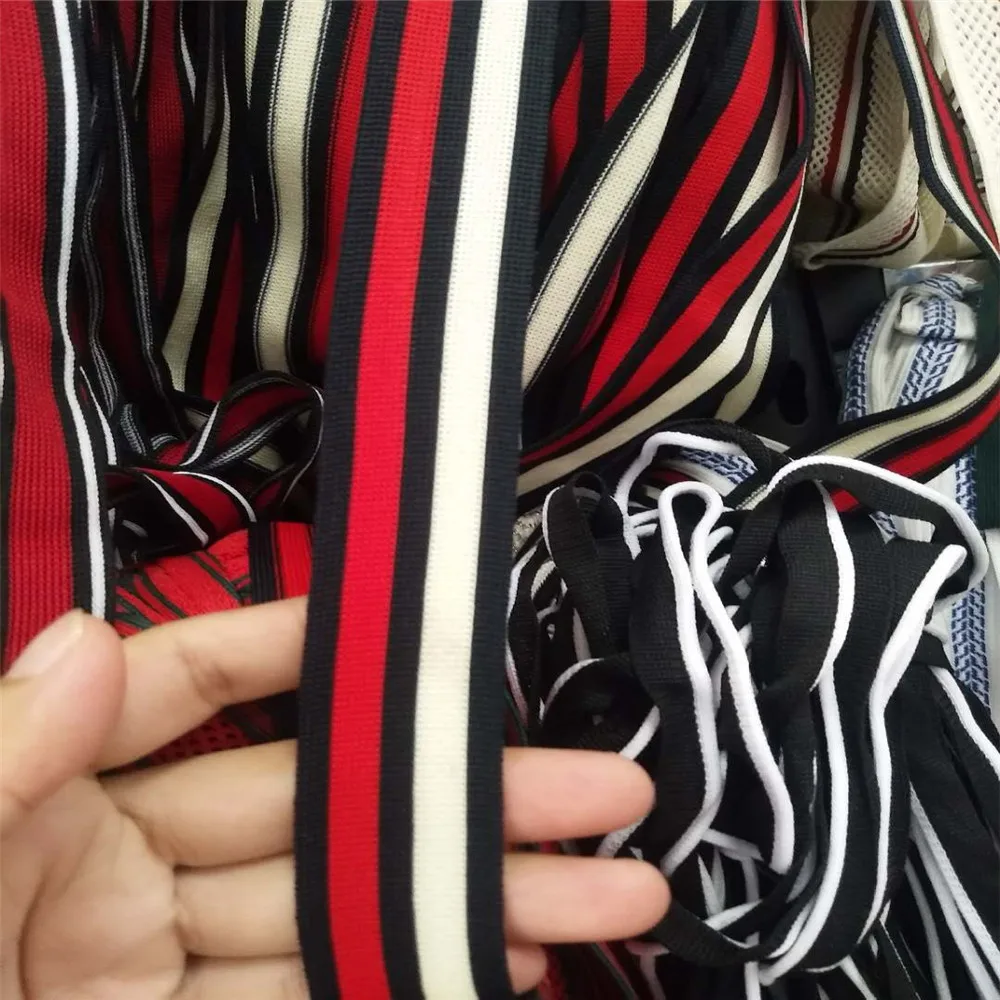 original factory stock wholesale colorful 100% polyester knit stripe twill tape for clothing