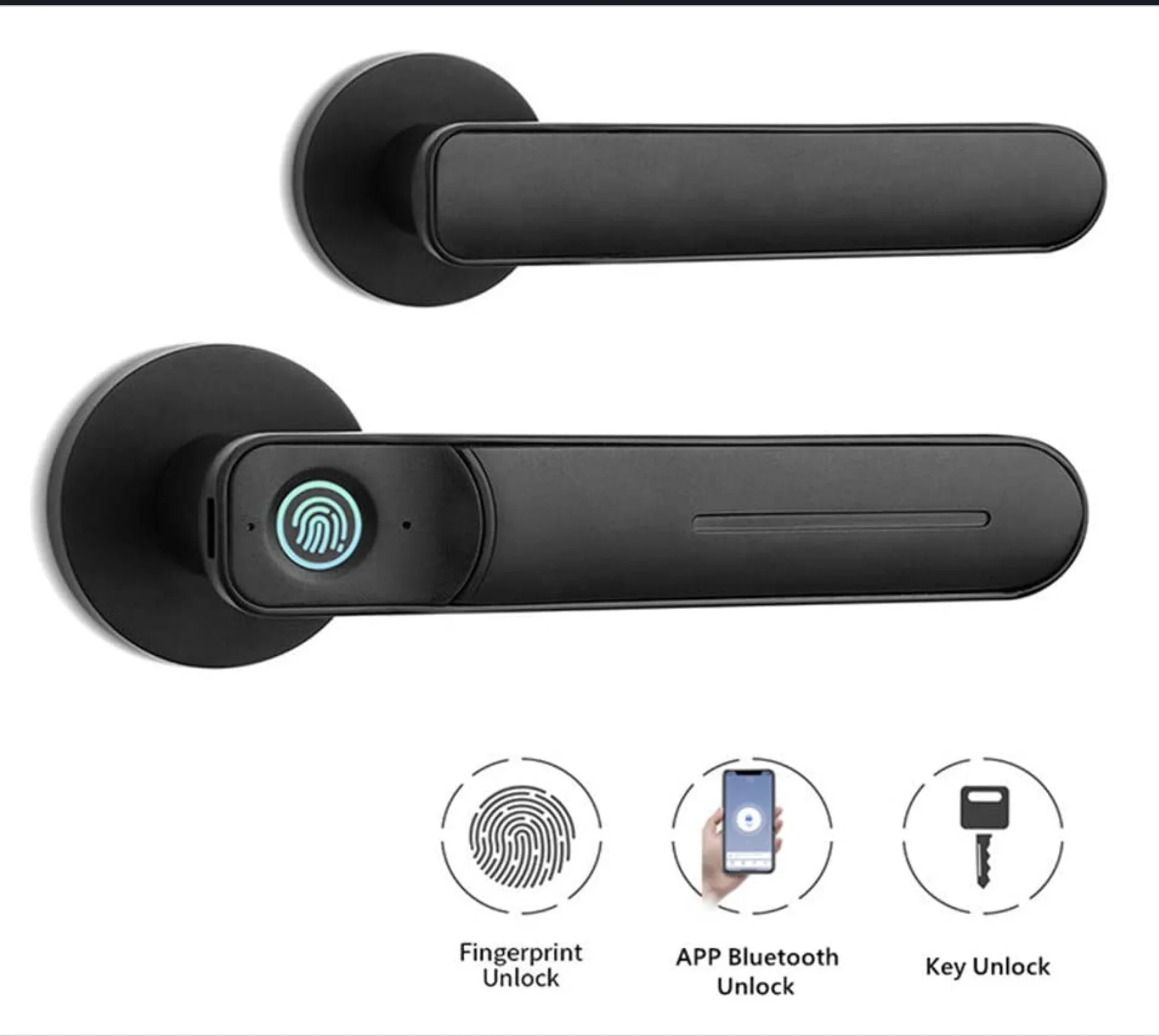 
Keyless Entry Door Smart Biometric Fingerprint Lock Safe Front Door Handle with App Key Unlock for Home Apartment Office 
