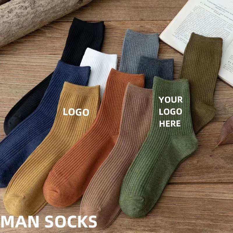 Top Breathable Sweat Absorption Wear Resistant 100 Cotton Stripes Men Office Work Socks