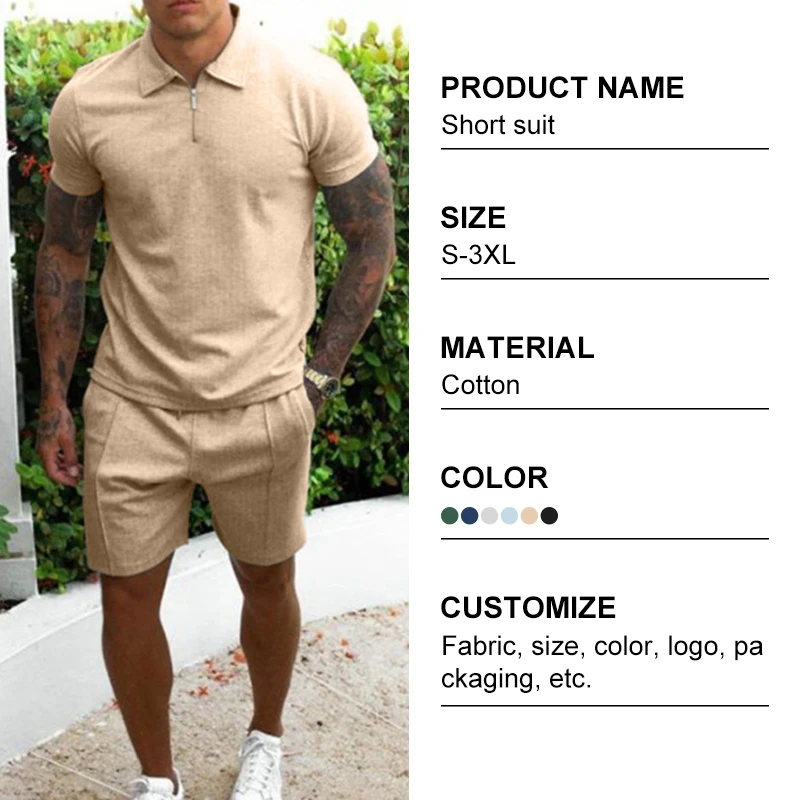 Wholesale Summer Sportswear Tracksuit Custom Logo Mens Shorts And Polo Shirt Sets Men 2 Piece Set Shorts Set For Men