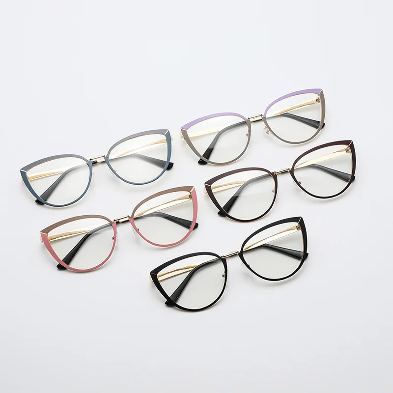 2024 Cat Eye Glasses Frame Fashion Metal Glasses Anti Blue Light Glasses For Women